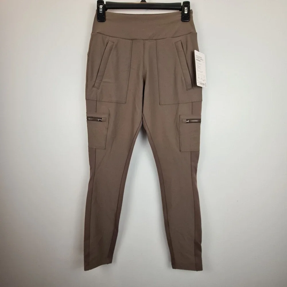 Athleta Headlands Hybrid Cargo Pants‎ Brown Taupe High Rise Hiking Tights 2 NEW
